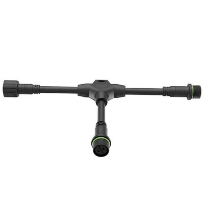 M18 Πυρόστακτος καλωδιακός σύνδεσμος τύπου T Τριδιάδρομος με βαθμολογία IP68 και Νάιλον PA66 για ηλιακά φώτα