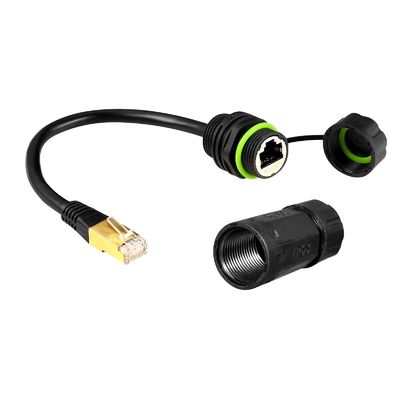 PA66 Νάιλον M20 RJ45 Αδιάβροχος σύνδεσμος IP68 Τύπος πάνελ από κράμα ψευδαργύρου με καλώδιο