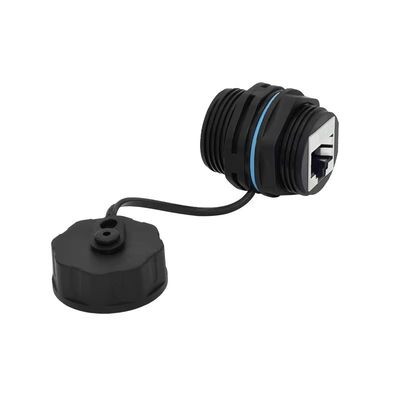 Αδιάβροχος σύνδεσμος M23 RJ45 με βαθμό IP67, τάση λειτουργίας 125V και υλικό νάιλον PA66 για τοποθέτηση σε πάνελ